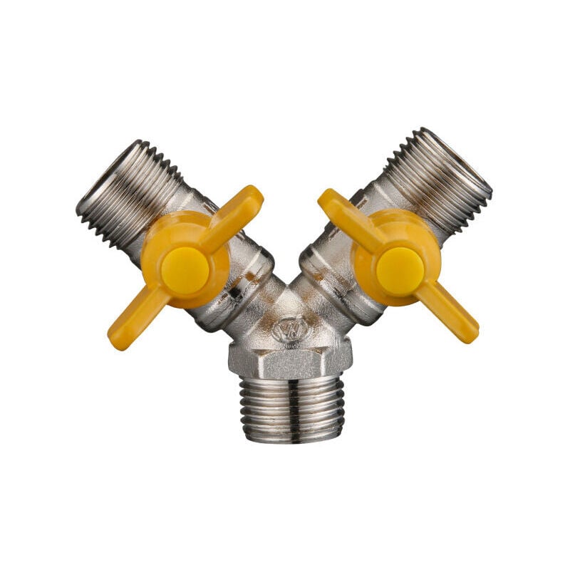 foto del prodotto dk connettore per tubo flessibile valvola gas splitter per tubo doppio ottone 2 vie