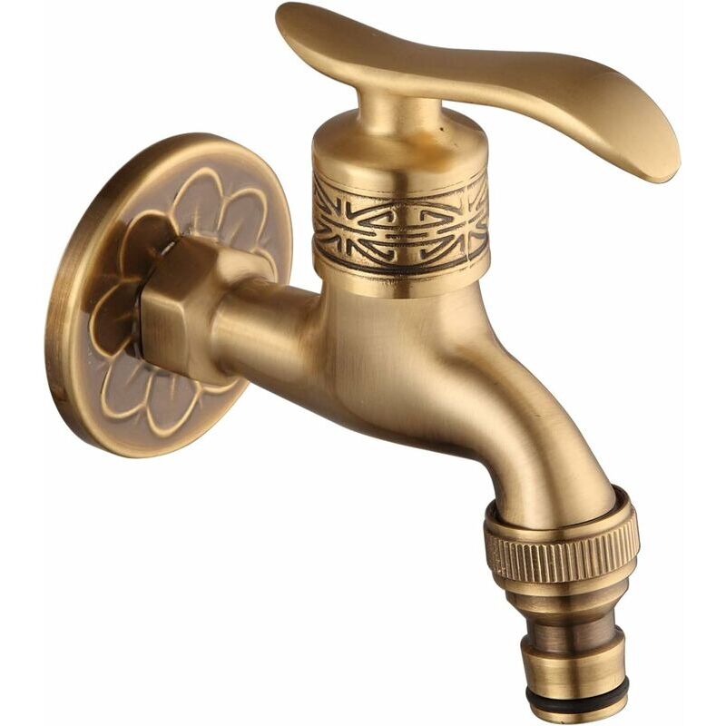 foto del prodotto dk - rubinetto dell'acqua fredda rubinetto per lavatrice con maniglia a leva per montaggio a parete in ottone antico per bagno-corto