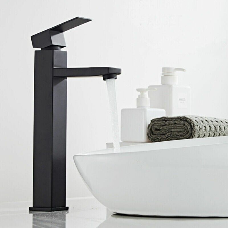 foto del prodotto dk rubinetto per lavabo nero rubinetto per bagno alto superiore lavandino per bagno miscelatore monocomando