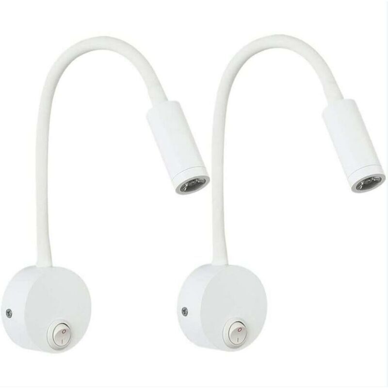 foto del prodotto dk set di 2 lampade da parete con interruttore a collo di cigno da 3w lampada da lettura a parete a led ideale per camerette per bambini e