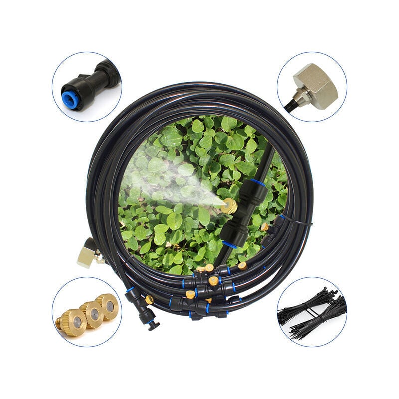 foto del prodotto dk sistema di nebulizzazione del kit di irrigazione, sistema di irrigazione per nebulizzatore per esterni da 12 m, sistema di raffreddamento per