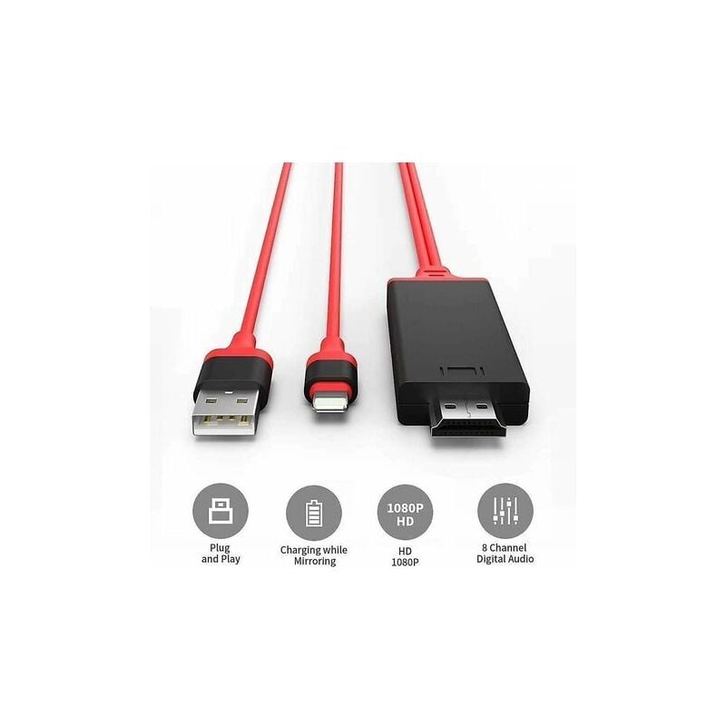 foto del prodotto dk thsidne certificazione apple mfi adattatore cavo da lightning a hdmi rosso