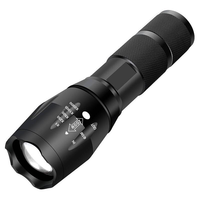 foto del prodotto dk torcia led ultra potente torcia militare xml t6 utilizzabile per il ciclismo o l escursionismo e 5 modalit tra cui flash anti aggressione,