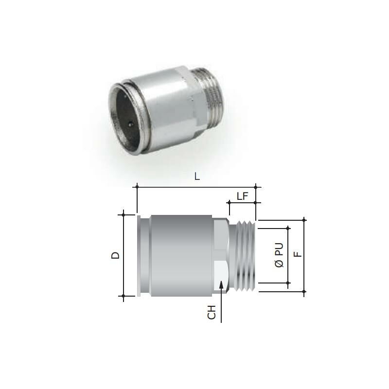 foto del prodotto dkc raccordo rapido tubo scatola europe d 16mm m16x1,5 6111 a16n