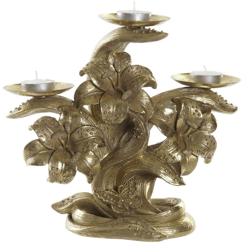 foto del prodotto dkd home decor candelabro 26 x 12 x 23 cm fiore dorato resina