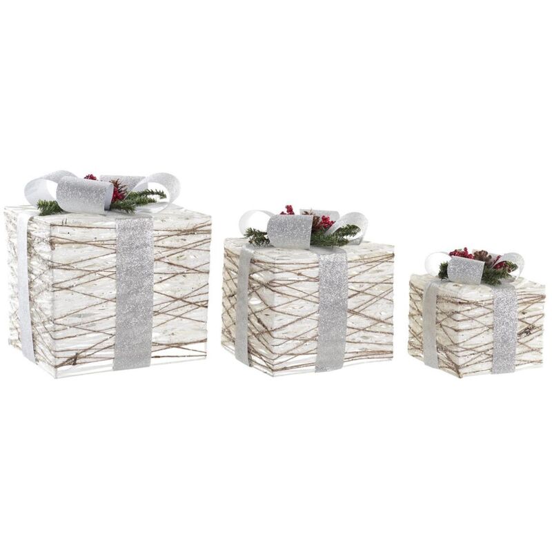 foto del prodotto dkd home decor - decorazione luminosa bianco argentato led 25 x 25 x 28 cm (3 pezzi)