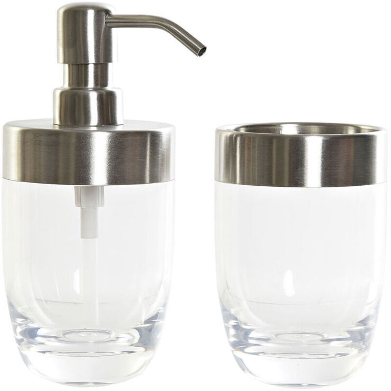 foto del prodotto dkd home decor set da bagno trasparente argentato alluminio polistirene plastica 10 x 7,5 x 16,5 cm