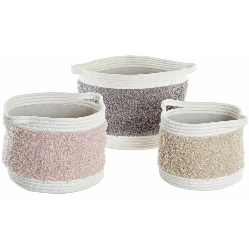 foto del prodotto dkd home decor set di cestini cotone per bambini 34 x 34 x 27 cm 3 pezzi 