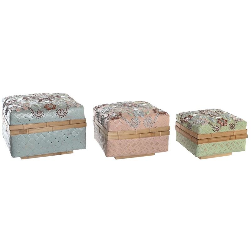 foto del prodotto dkd home decor set di cestini multicolore bamb boho 29 x 29 x 22 cm