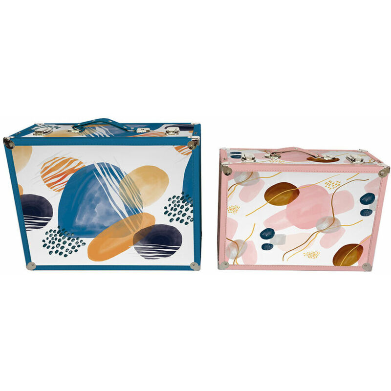 foto del prodotto dkd home decor set di scatole decorative abstract legno poliestere 43 x 19 x 34 cm 2 pcs 