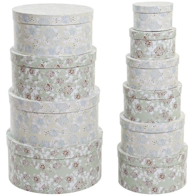 foto del prodotto dkd home decor set di scatole per sistemare impilabili beige verde cartone 37,5 x 37,5 x 18 cm 