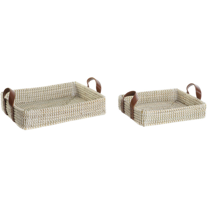 foto del prodotto dkd home decor set di vassoi naturale marrone chiaro citt 41 x 32 x 9 cm 2 unit 