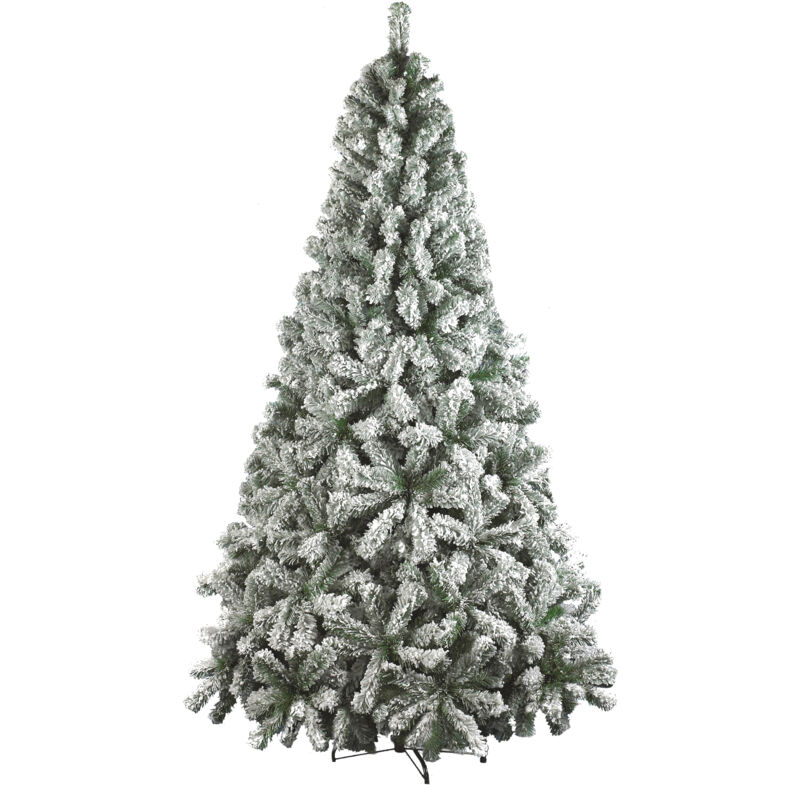 foto del prodotto dmora albero di natale 180 cm hollybell, pino artificiale floccato, albero effetto reale, alberello natalizio extra folto, 97x97 h180 cm, verde e