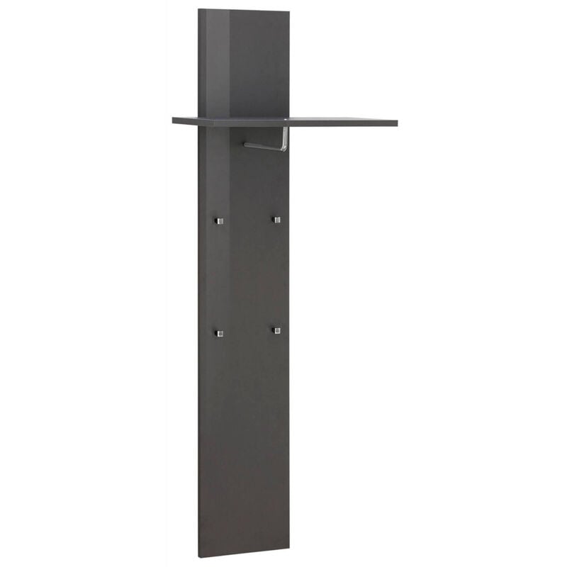 foto del prodotto dmora appendiabiti verticale, made in italy, con ripiano e 4 ganci, mobile per ingresso, entratina moderna, cm 50x27h140, colore antracite lucido,