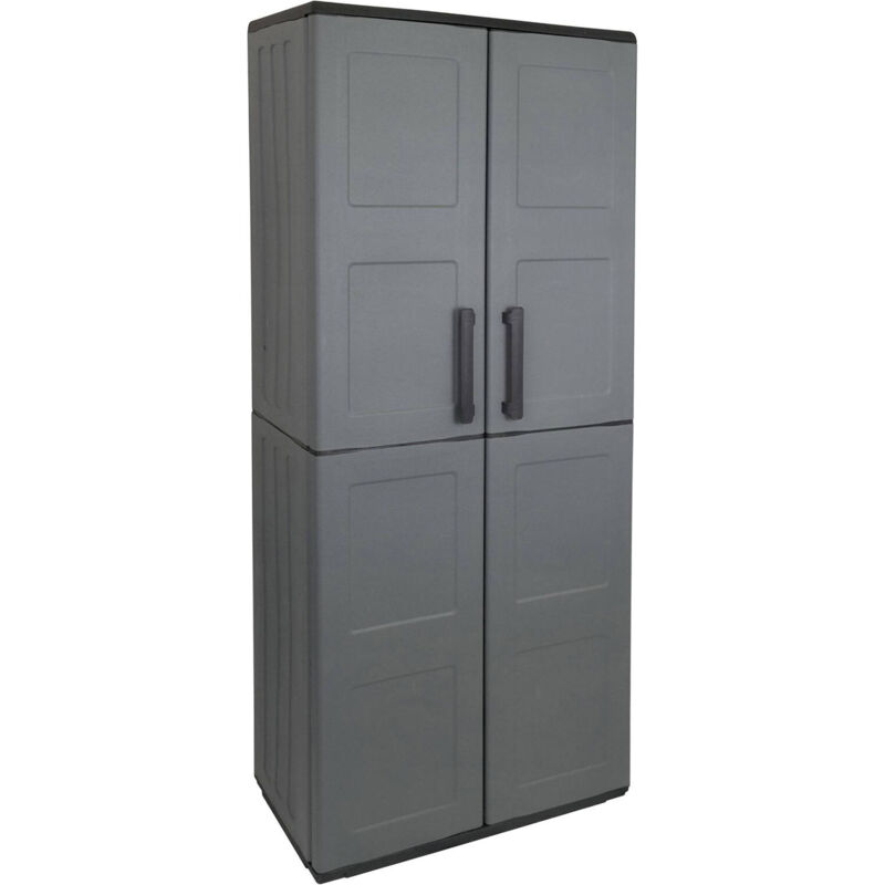 foto del prodotto dmora armadio da esterno arabel, mobile porta scope multiuso, armadietto outdoor 2 ante, 100 made in italy, finitura quadri, 68x37h163 cm, grigio