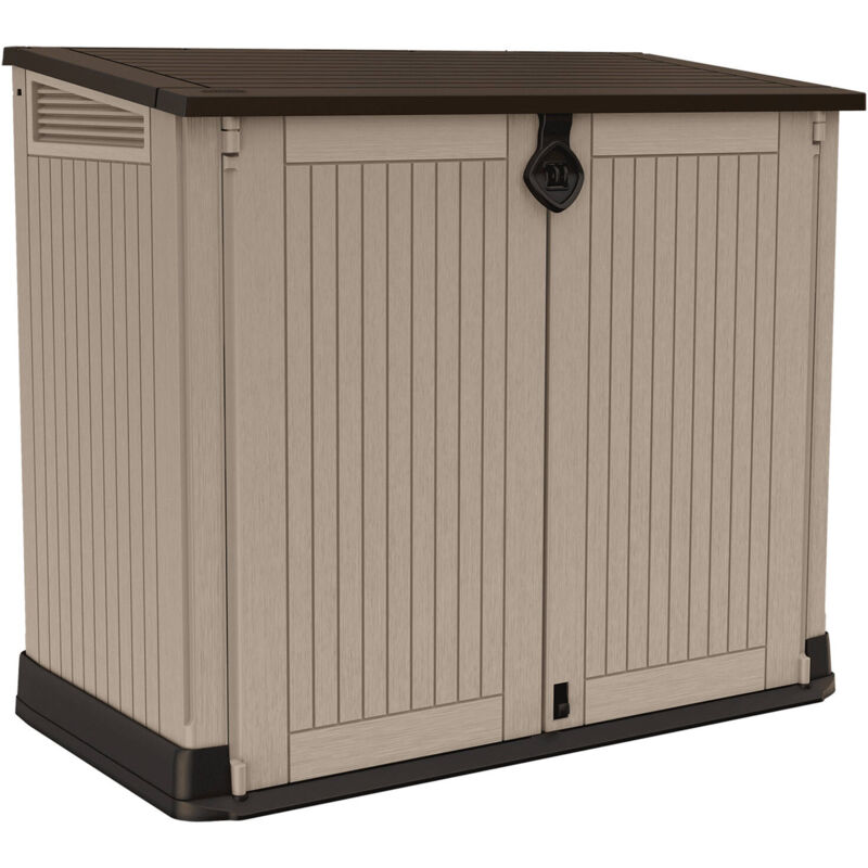 foto del prodotto dmora armadio da esterno gander, mobile outdoor, mobiletto giardino multiuso, contenitore per balcone o garage, 132x72 h114 cm, beige