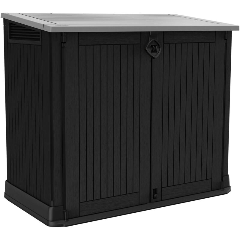 foto del prodotto dmora armadio da esterno gander, mobile outdoor, mobiletto giardino multiuso, contenitore per balcone o garage, 132x72 h114 cm, nero