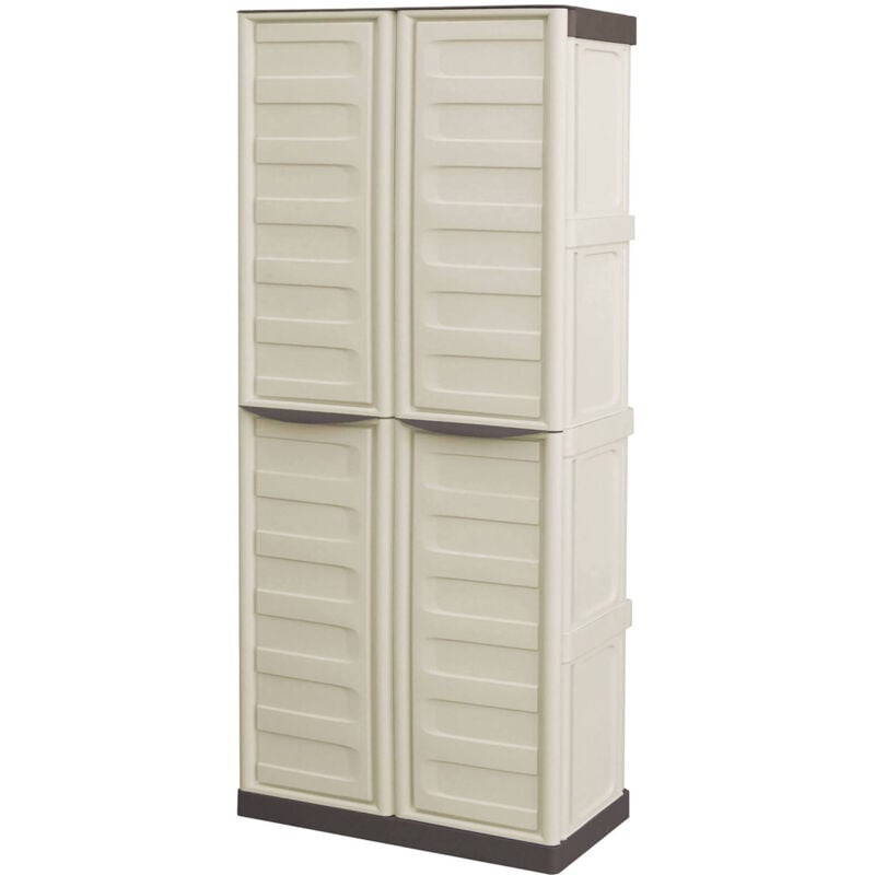 foto del prodotto dmora armadio da esterno ipno, armadio balcone multiuso, mobile porta scope 2 ante, 100 made in italy, 70x47h178 cm, beige e marrone, finitura