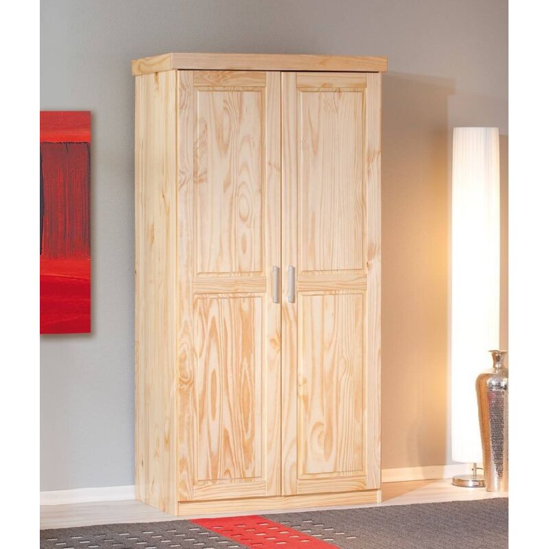 foto del prodotto dmora armadio leon 2 ante 95x55x190h pino massello finitura naturale inter link