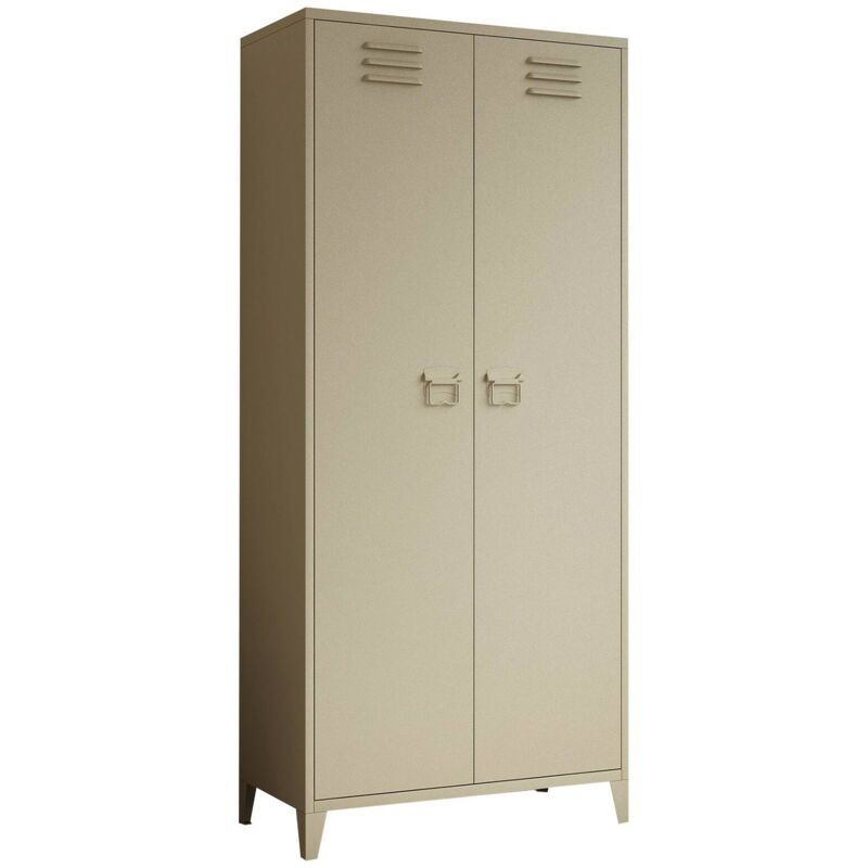 foto del prodotto dmora armadio multiuso 2 ante pera, mobile multifunzionale, mobiletto scarpiera, guardaroba porta scarpe, 80x30 h180 cm, panna