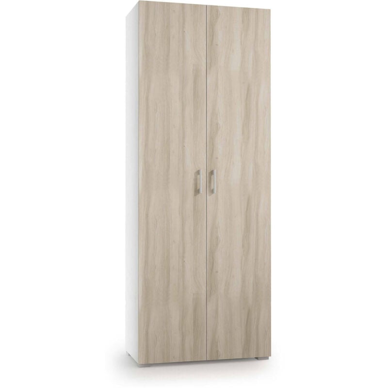 foto del prodotto dmora armadio multiuso angy, mobile lineare a 2 ante battenti, guardaroba a 6 ripiani, scarpiera moderna, 100 made in italy, 72x37h195 cm, olmo e