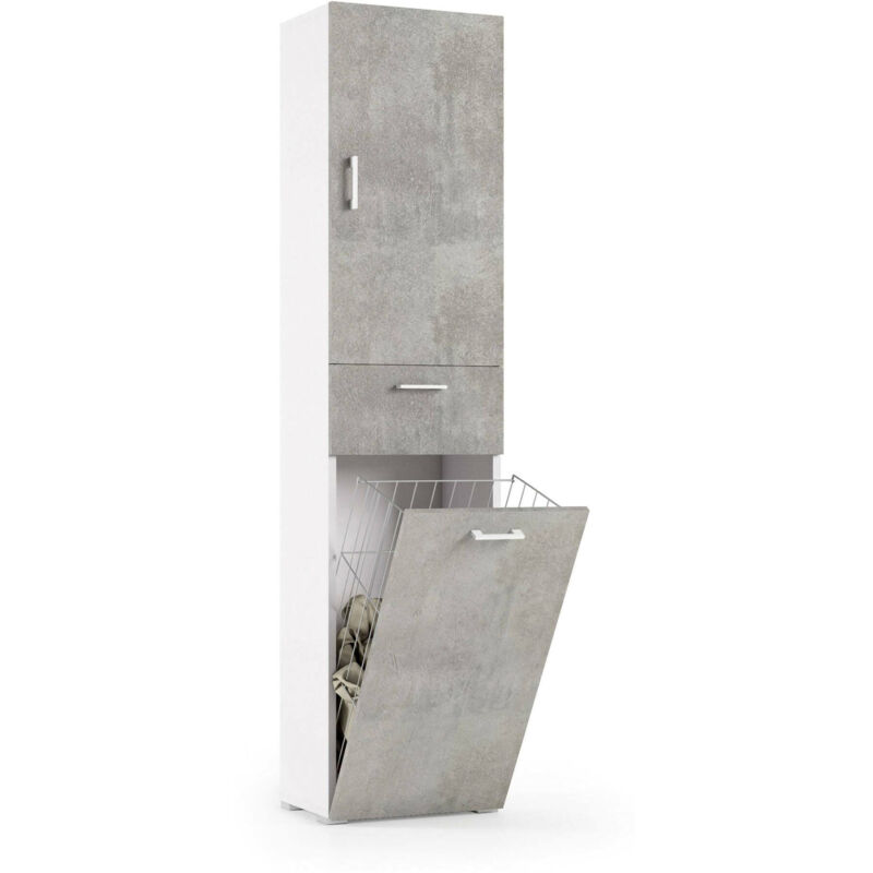 foto del prodotto dmora armadio multiuso aryanne, mobile lavanderia lineare a 2 ante, colona da bagno con cestello portabiancheria, 100 made in italy, 45x32h195 cm,