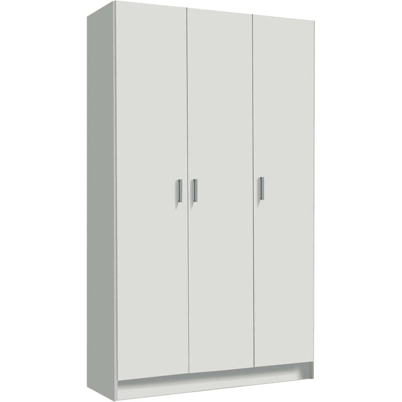 foto del prodotto dmora armadio multiuso beaumont, mobile ausiliario a 3 ante, guardaroba portascarpe, guardaroba portascope, cm 109x37h180, bianco, con imballo