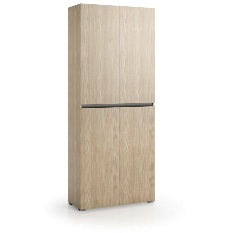 foto del prodotto dmora armadio multiuso grande arro, scarpiera con ripiani regolabili, mobile porta scarpe a 4 ante, 100 made in italy, 80x37h195 cm, olmo