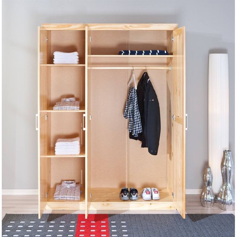 foto del prodotto dmora armadio pelle dim, 140x55x190h legno pino massello finitura naturale inter link