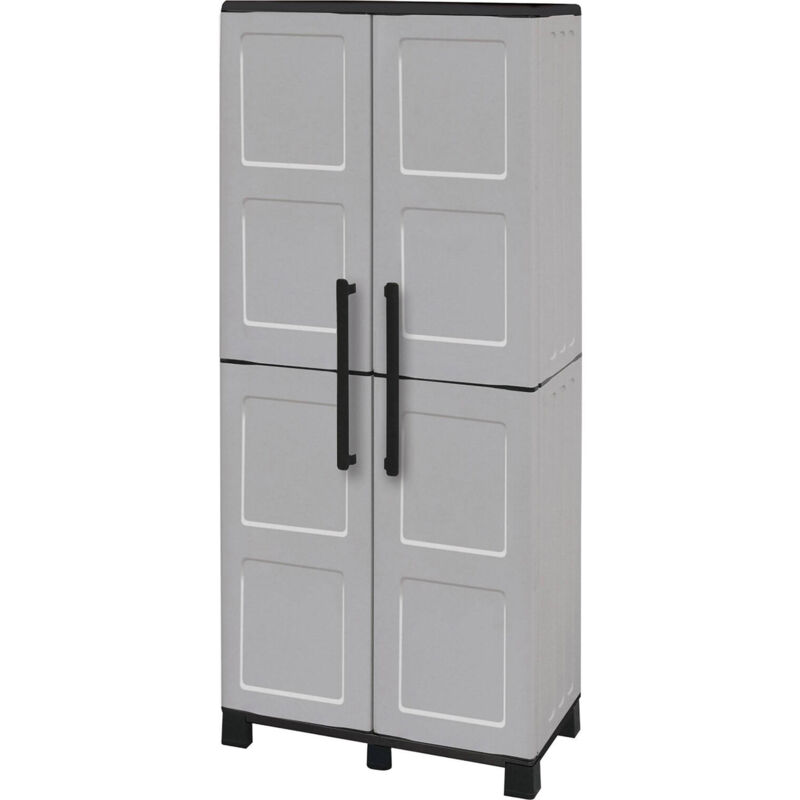 foto del prodotto dmora armadio portascope da esterno o interno, mobile a 2 ante e 3 ripiani in polipropilene, 100 made in italy, cm 68x37h169, colore grigio chiaro,