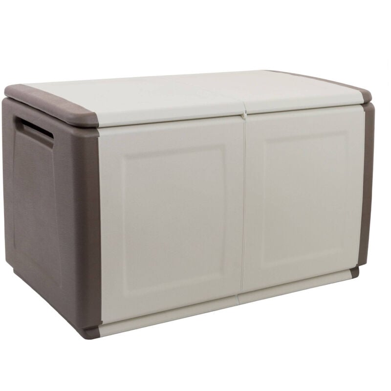 foto del prodotto dmora baule contenitore multiuso polipropilene, box portatutto, 100 made in italy, cm 96x53h57, colore grigio chiaro, con imballo rinforzato