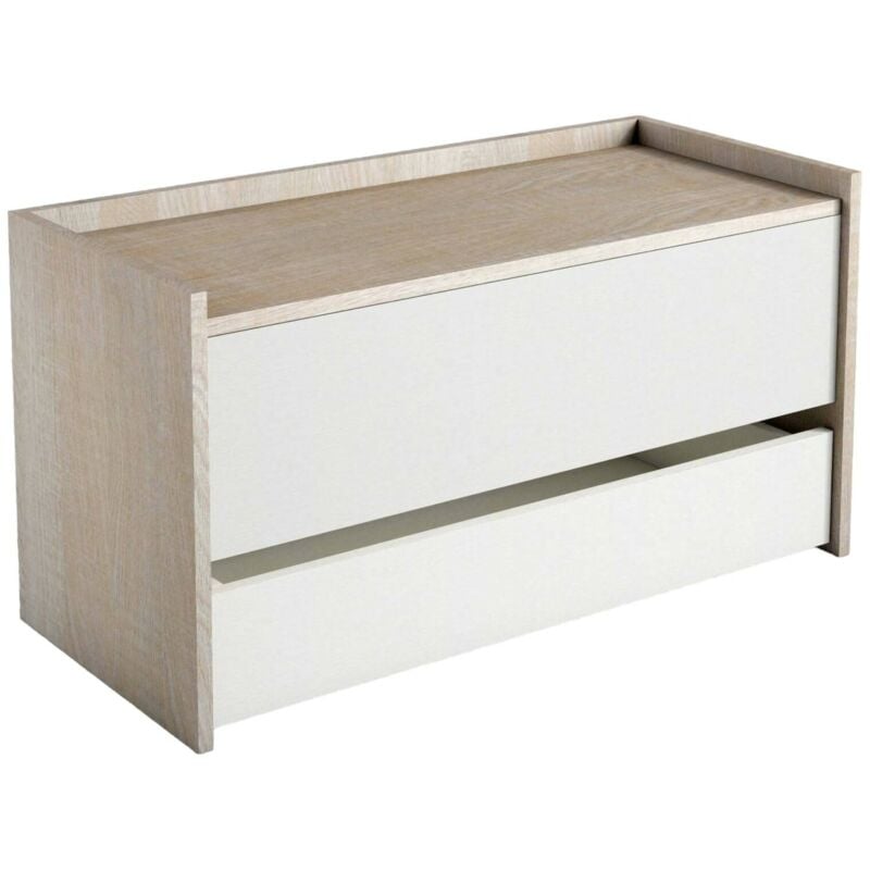 foto del prodotto dmora cassapanca lantana, mobile da ingresso moderno con scarpiera, cassapanca baule con due contenitori, 100 made in italy, cm 90x40h46, bianco e