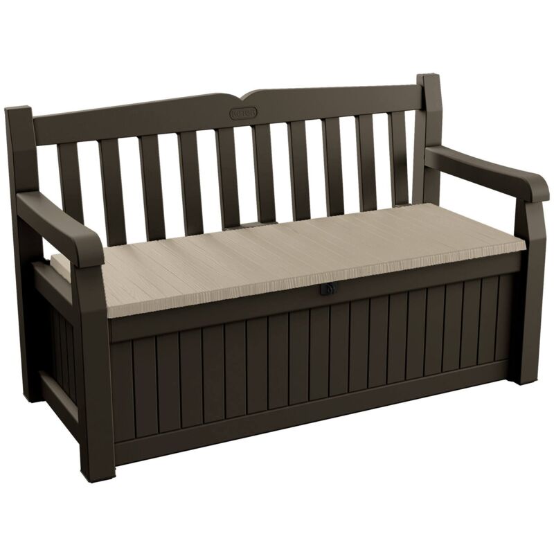 foto del prodotto dmora cassapanca outdoor cuglieri, baule da giardino, contenitore da esterno, panchina contenitore da esterno, 140x60 h84 cm, marrone e beige