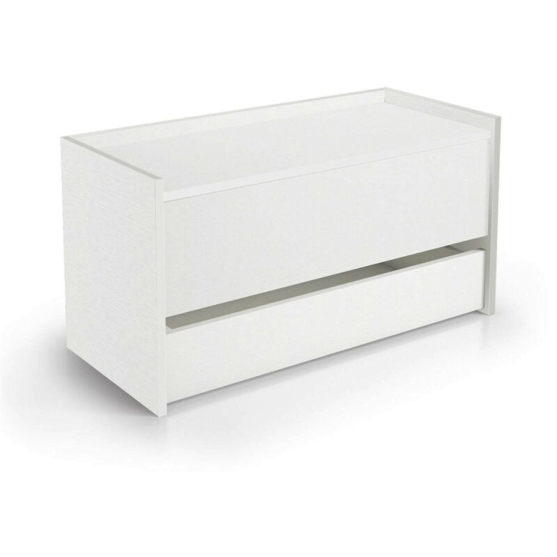 foto del prodotto dmora cassapanca sogno, mobile da ingresso moderno con scarpiera, cassapanca baule con due contenitori, 100 made in italy, 90x40h46 cm, bianco