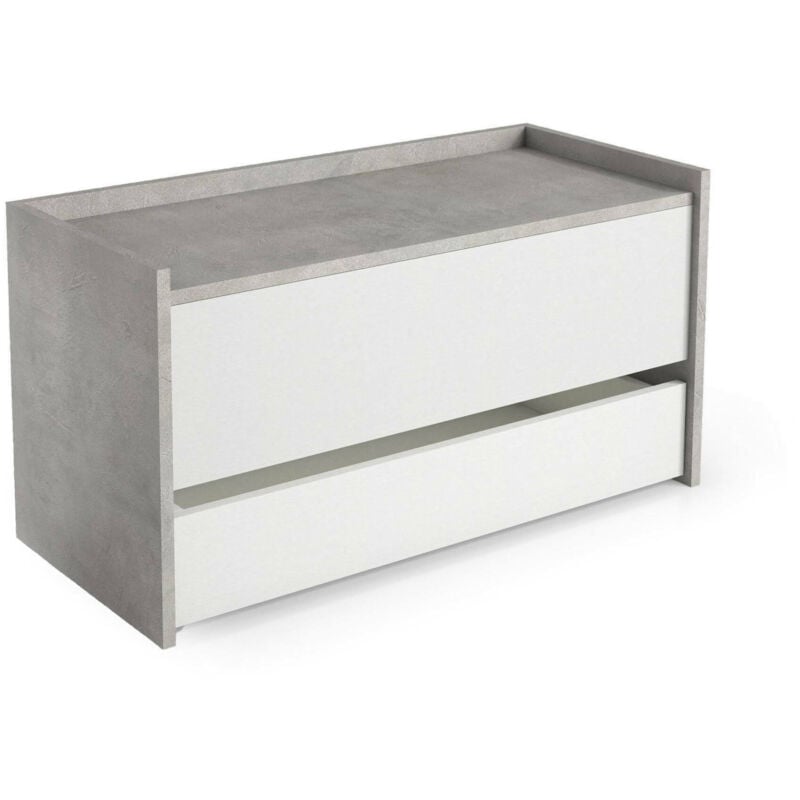 foto del prodotto dmora cassapanca sogno, mobile da ingresso moderno con scarpiera, cassapanca baule con due contenitori, 100 made in italy, 90x40h46 cm, bianco e