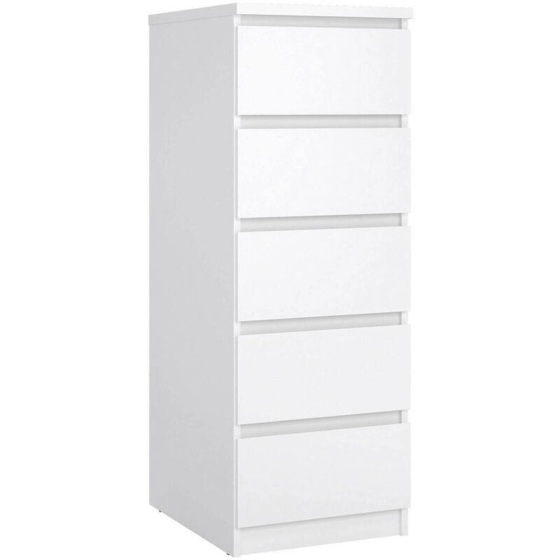 immagine 0 del prodotto dmora cassettiera a cinque cassetti, colore bianco lucido, cm 40 x 111 x 50, con imballo rinforzato