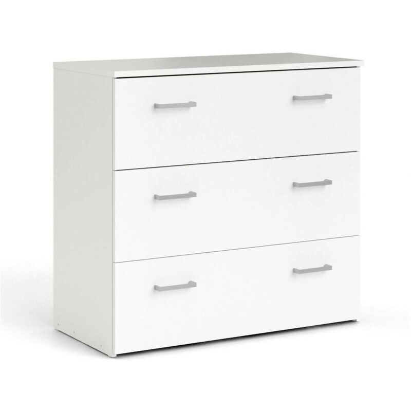 foto del prodotto dmora cassettiera a tre cassetti con maniglie, colore bianco, cm 74 x 69 x 36, con imballo rinforzato
