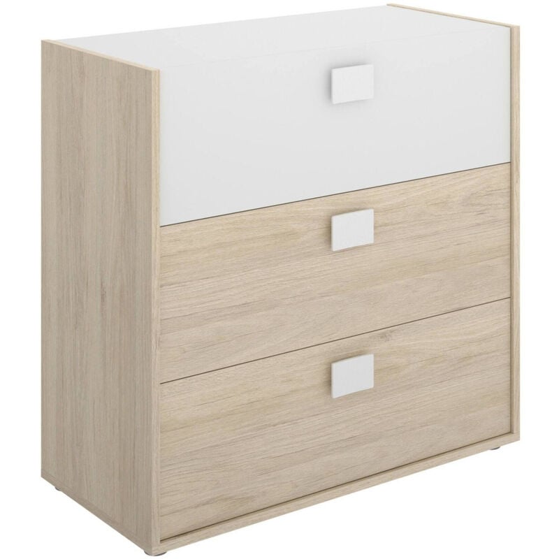 immagine 0 del prodotto dmora cassettiera alibaba, settimanale per camera da letto, com con 3 cassetti, 80x43h81 cm, rovere e bianco