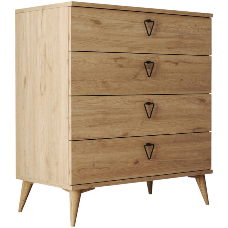 foto del prodotto dmora cassettiera paula, settimino multiuso, com camera da letto, mobile con cassetti, 80x45 h91 cm, quercia