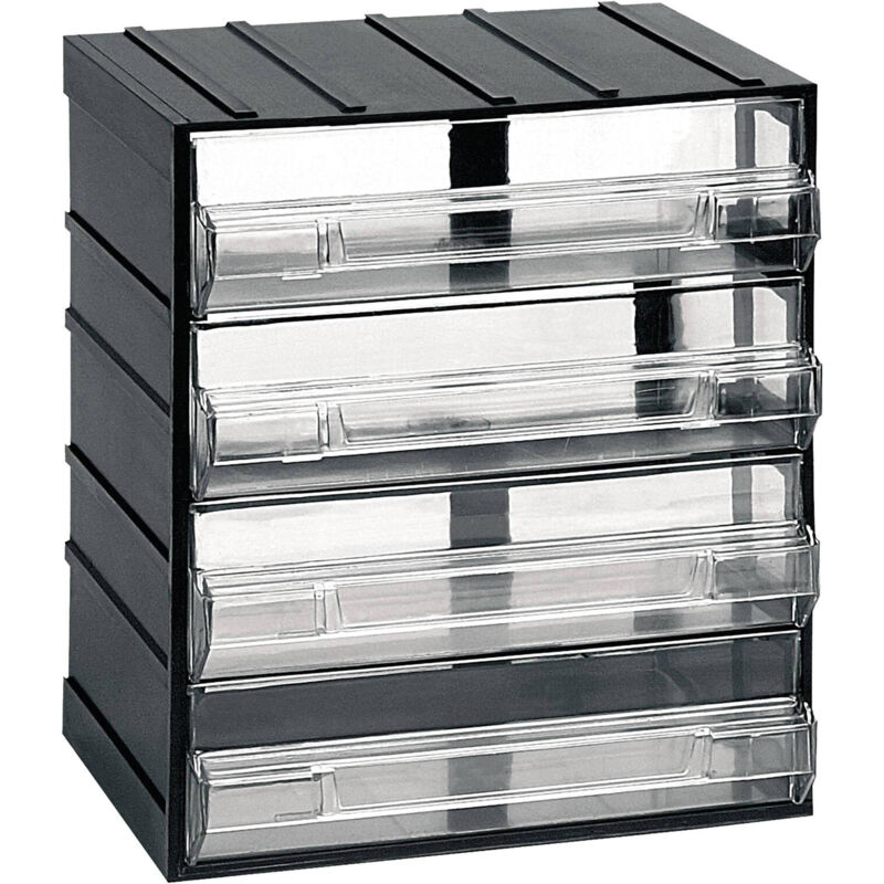 foto del prodotto dmora cassettiera portaminuteria a 4 cassetti, organiser portaoggetti con cassetti trasparenti, 100 made in italy, cm 19x15h23, colore nero, con