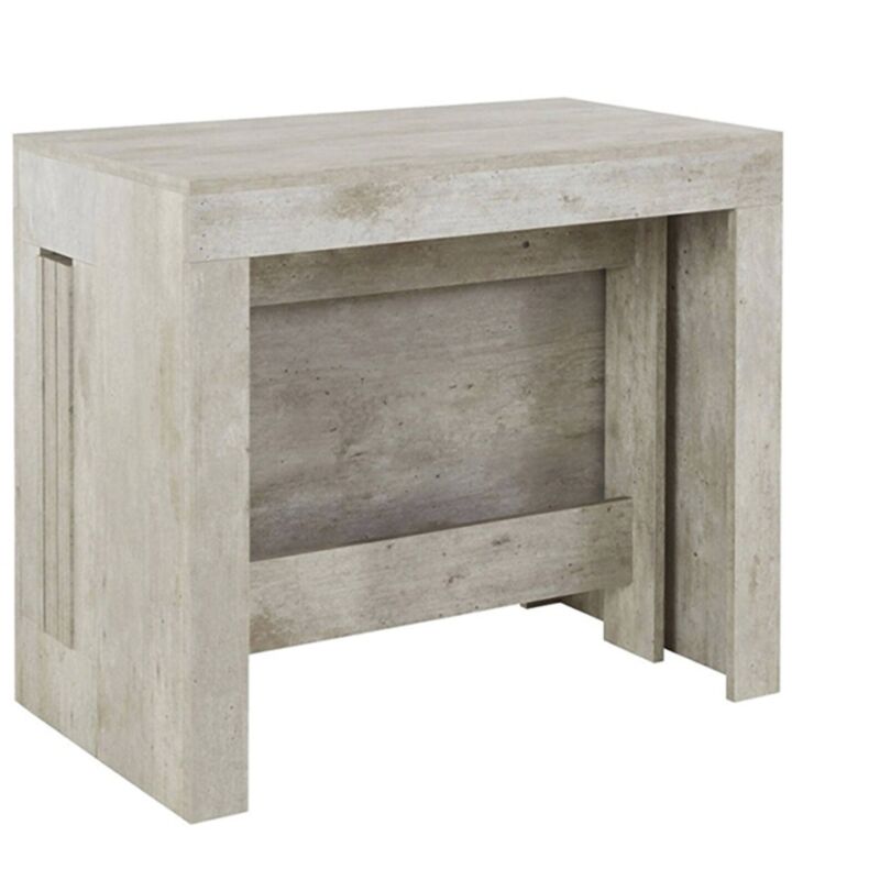 foto del prodotto dmora consolle allungabile anello, consolle allungabile fino a 12 posti, tavolo con portallunghe, 100 made in italy, cm 51 300x90h77, cemento