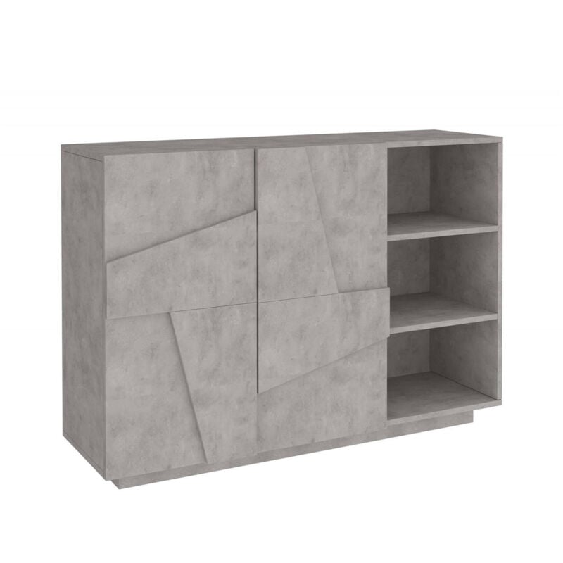 foto del prodotto dmora credenza acab, buffet da soggiorno multifunzione, madia da salotto a 2 ante, 100 made in italy, cm 121x38h86, cemento