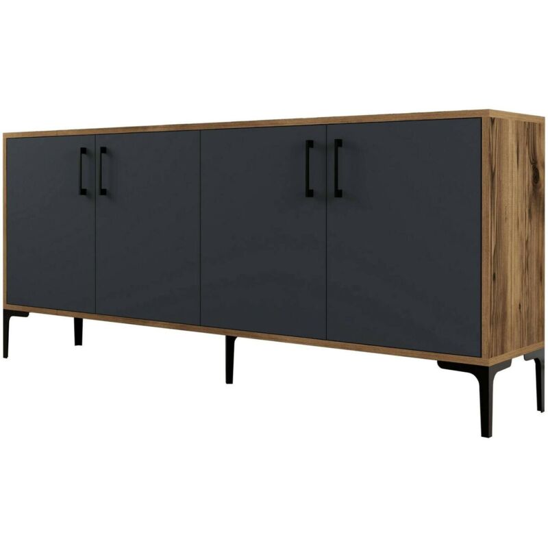 foto del prodotto dmora - credenza agape, buffet da soggiorno, madia da salotto, dispensa da cucina, 180x35h78 cm, noce e antracite