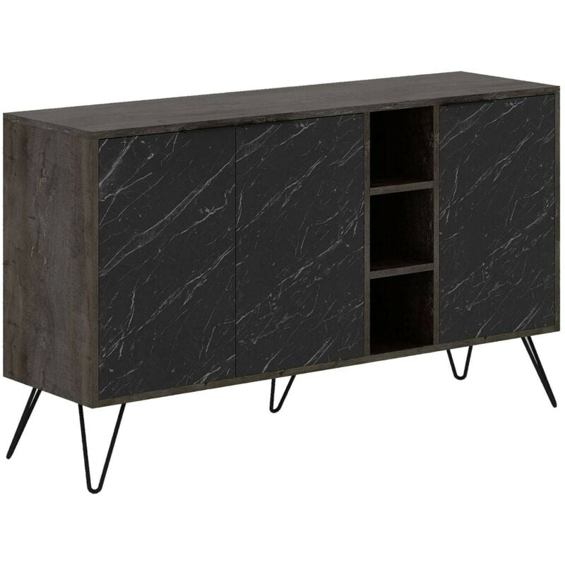 foto del prodotto dmora credenza alin, buffet da soggiorno, madia da salotto, dispensa da cucina, 142x36h83 cm, ossido e nero marmo