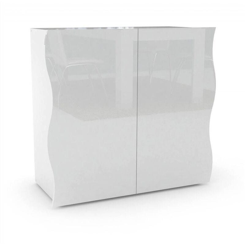 foto del prodotto dmora credenza anifares, madia da cucina a 2 ante, buffet da soggiorno, 100 made in italy, cm 90x40h81, bianco lucido