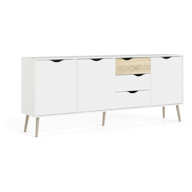 foto del prodotto dmora credenza anima, buffet da soggiorno, madia da salotto, dispensa da cucina, 195x39 h81 cm, bianco e quercia