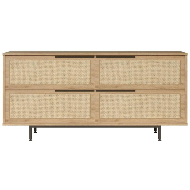 foto del prodotto dmora credenza anterivo, buffet da soggiorno, madia da salotto, dispensa da cucina, 160x45 h74 cm, noce e quercia
