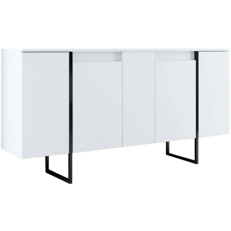 foto del prodotto dmora credenza betel, buffet da soggiorno, madia da salotto, dispensa da cucina, 160x35h80 cm, bianco e nero, con imballo rinforzato, con imballo