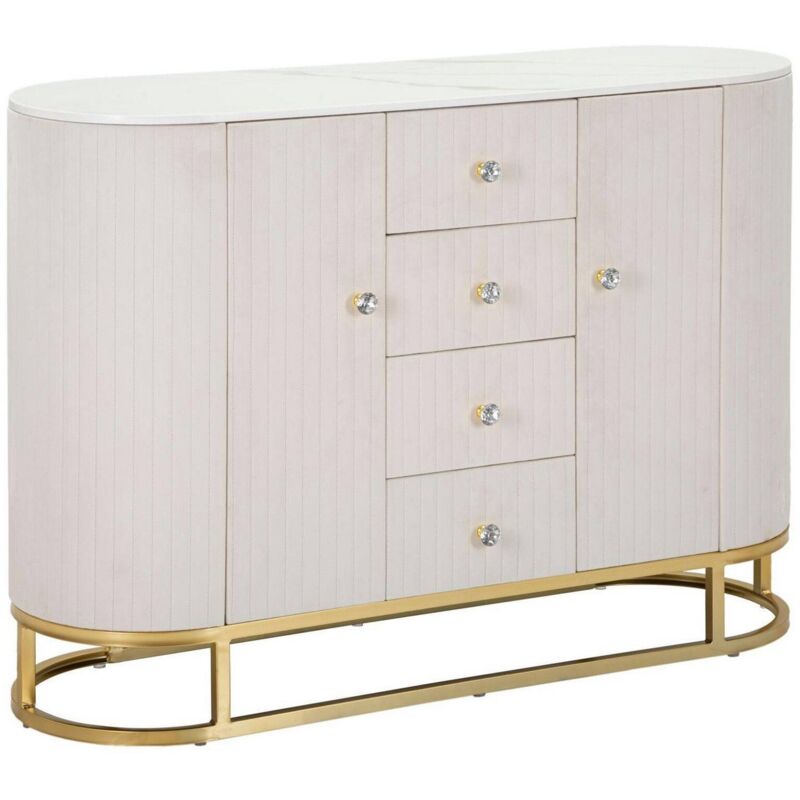foto del prodotto dmora credenza bivongi, buffet da soggiorno, madia da salotto, dispensa da cucina, 120x40 h85 cm, crema e bianco