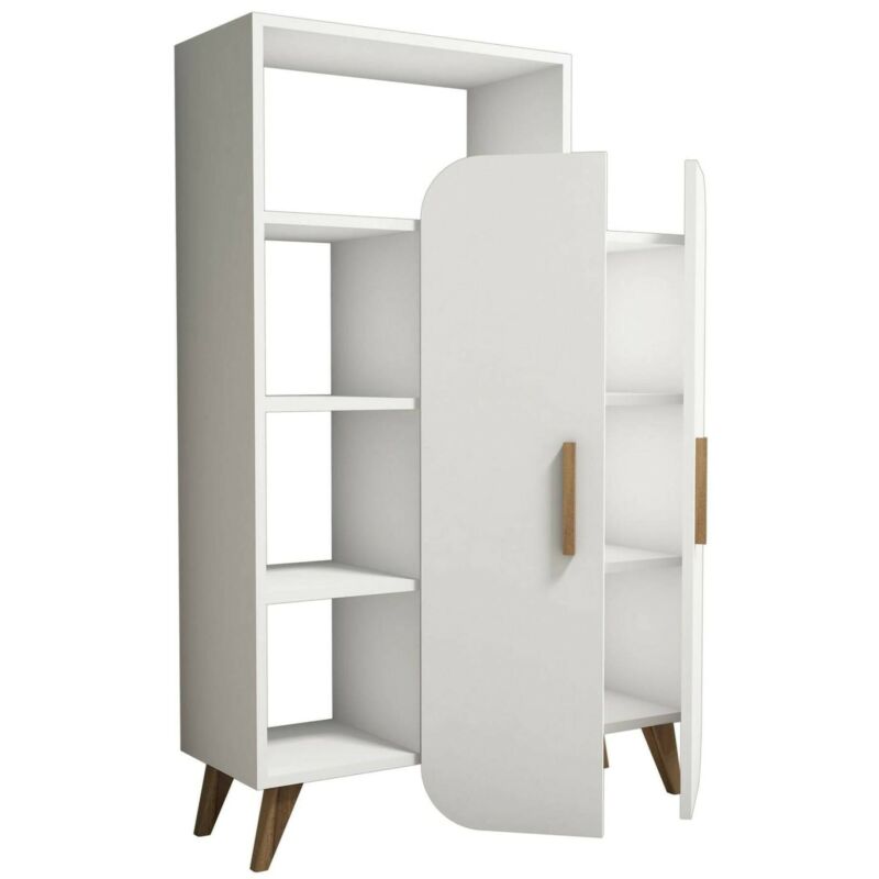 foto del prodotto dmora credenza capella, buffet da soggiorno, madia da salotto, dispensa da cucina, 90x32h132 cm, bianco, con imballo rinforzato, con imballo